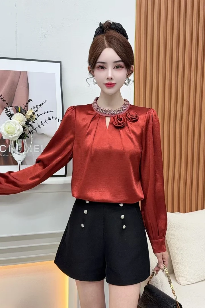 2025春装新款女装高级设计感时尚气质紫色长袖衬衫独特漂亮上衣女