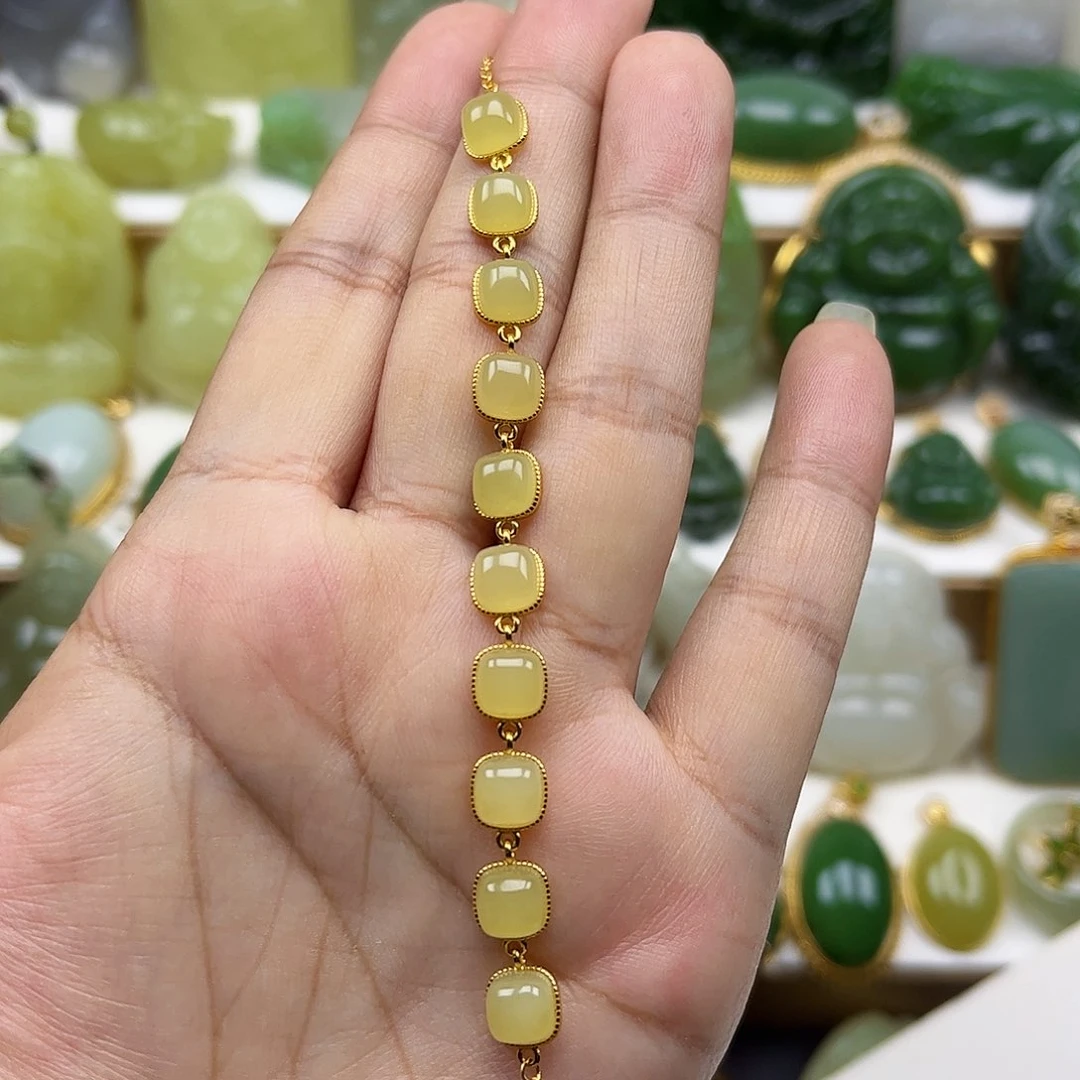 手链银S925镶嵌和田玉