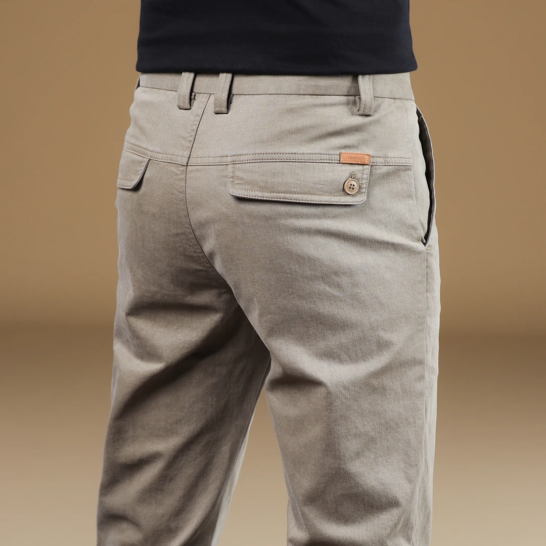 香港纯棉休闲裤男2025新款修身直筒裤秋冬款弹力商务长裤男士裤子