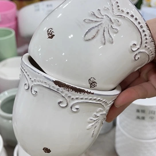 多肉绿植陶瓷花盆9.9包邮，有孔