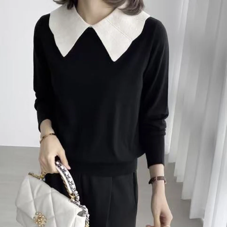 韩国东大门翻领针织衫