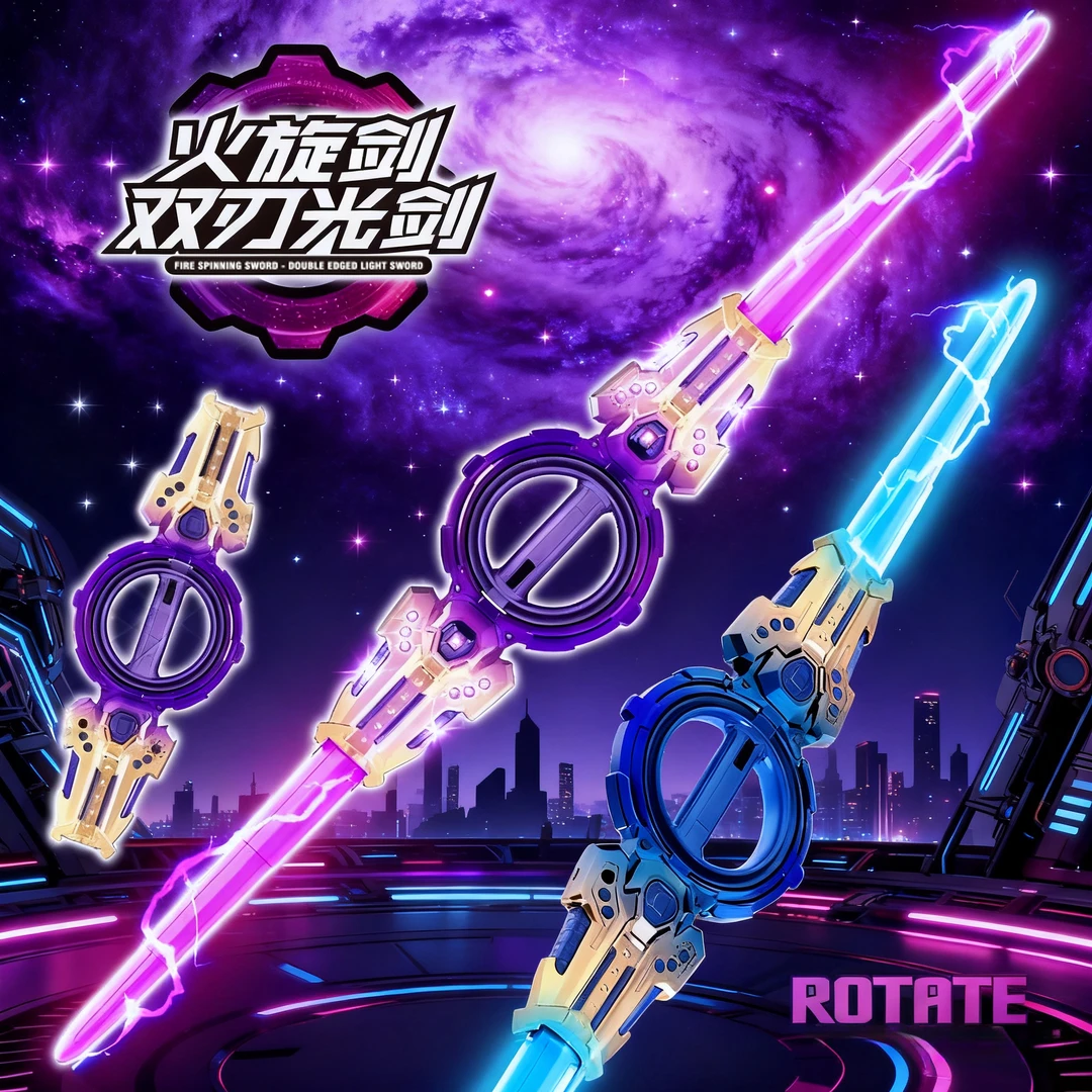 【品质优选】旋转光剑火旋剑双刃伸缩光剑发光激光旋转宝剑男孩玩具