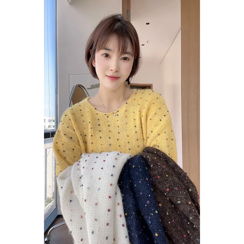 【丹姐家~彩色豆豆毛衣~】温柔气质针织套头上衣女