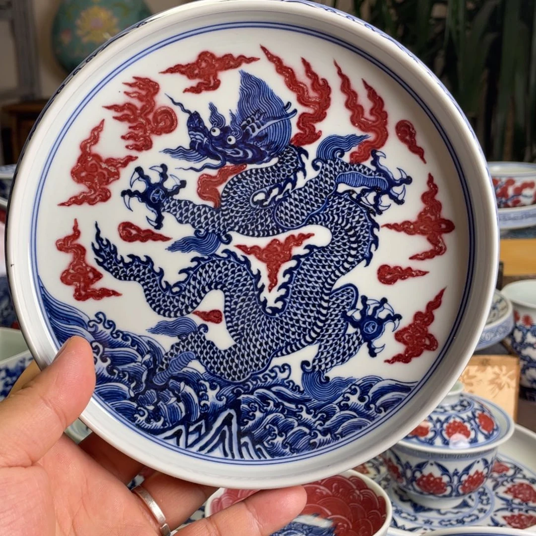 釉里红霸王龙壶承微瑕