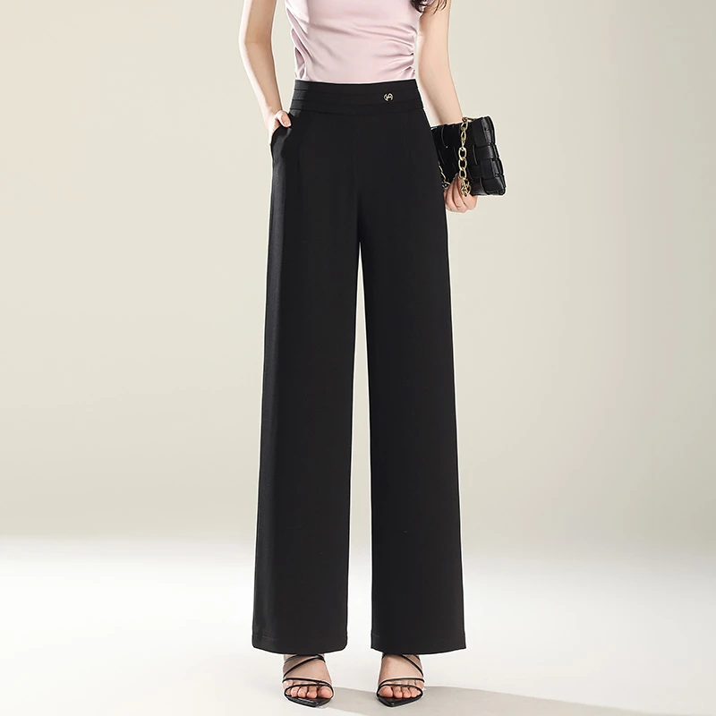 薄款亚麻阔腿裤超火超好看休闲女裤子夏季直筒垂感高级感宽松长裤