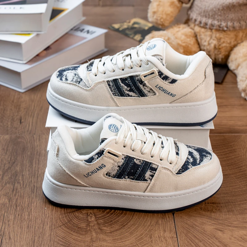 厚底小众牛仔蓝港风字母板鞋女鞋2025新款春季百搭休闲女鞋潮流