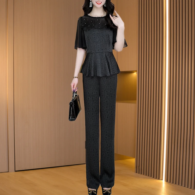 【上衣+裤子】优雅气质时尚大气减龄休闲收腰显瘦套裤M-4XL-25529