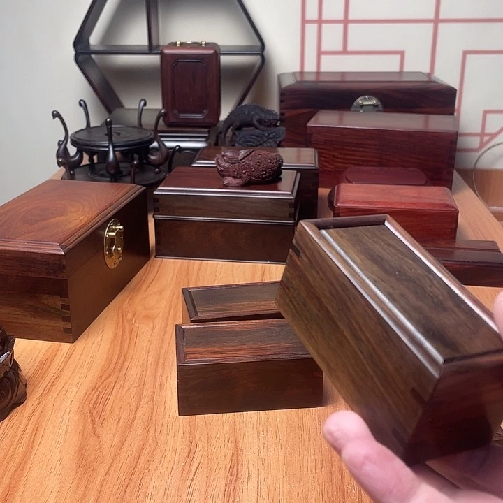 愿***意交趾黄檀（大红酸枝）印章盒两个