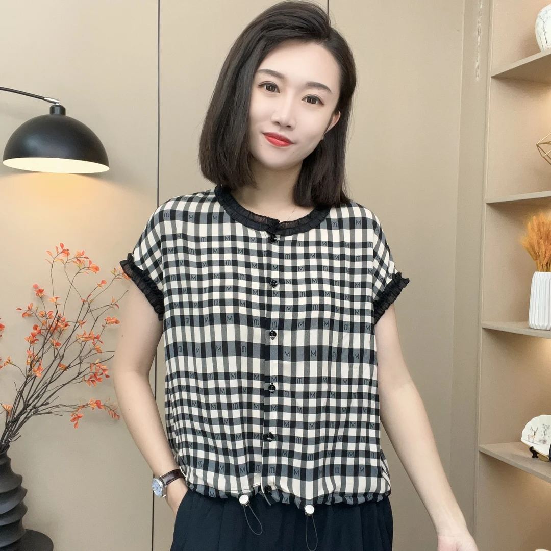 2025夏季时尚潮流新款简约设计印花百搭气质短袖