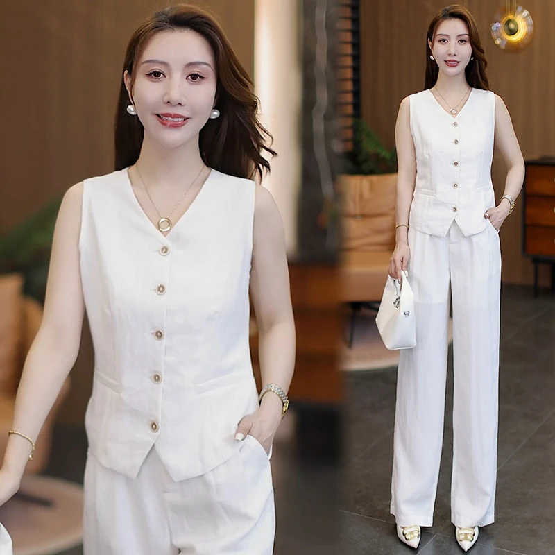 法式气质高级穿搭套装女2025夏季小众老钱风马甲阔腿裤两件套2512
