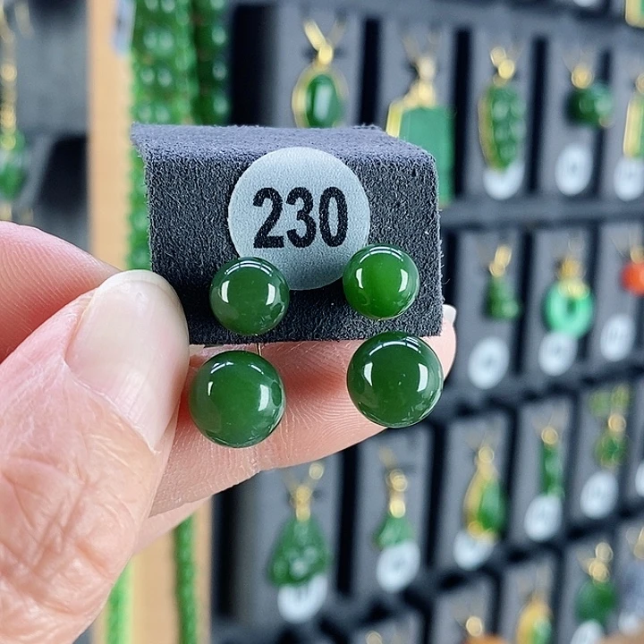 和田玉耳饰18K金镶嵌涛**旧