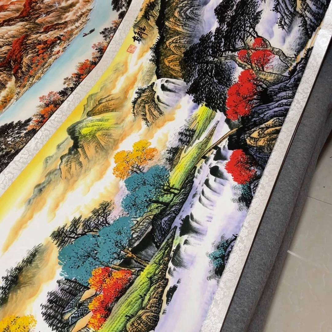 富山宝地八尺大横幅山水东方美学装饰画浓墨重彩26080