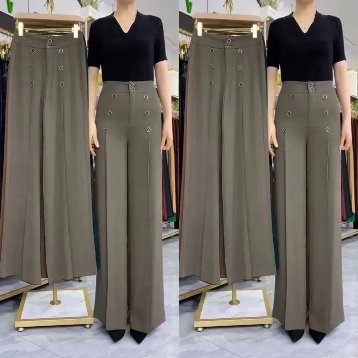 中年妈妈夏装新款高腰直筒裤子垂感休闲阔腿裤宽松中老年人女裤