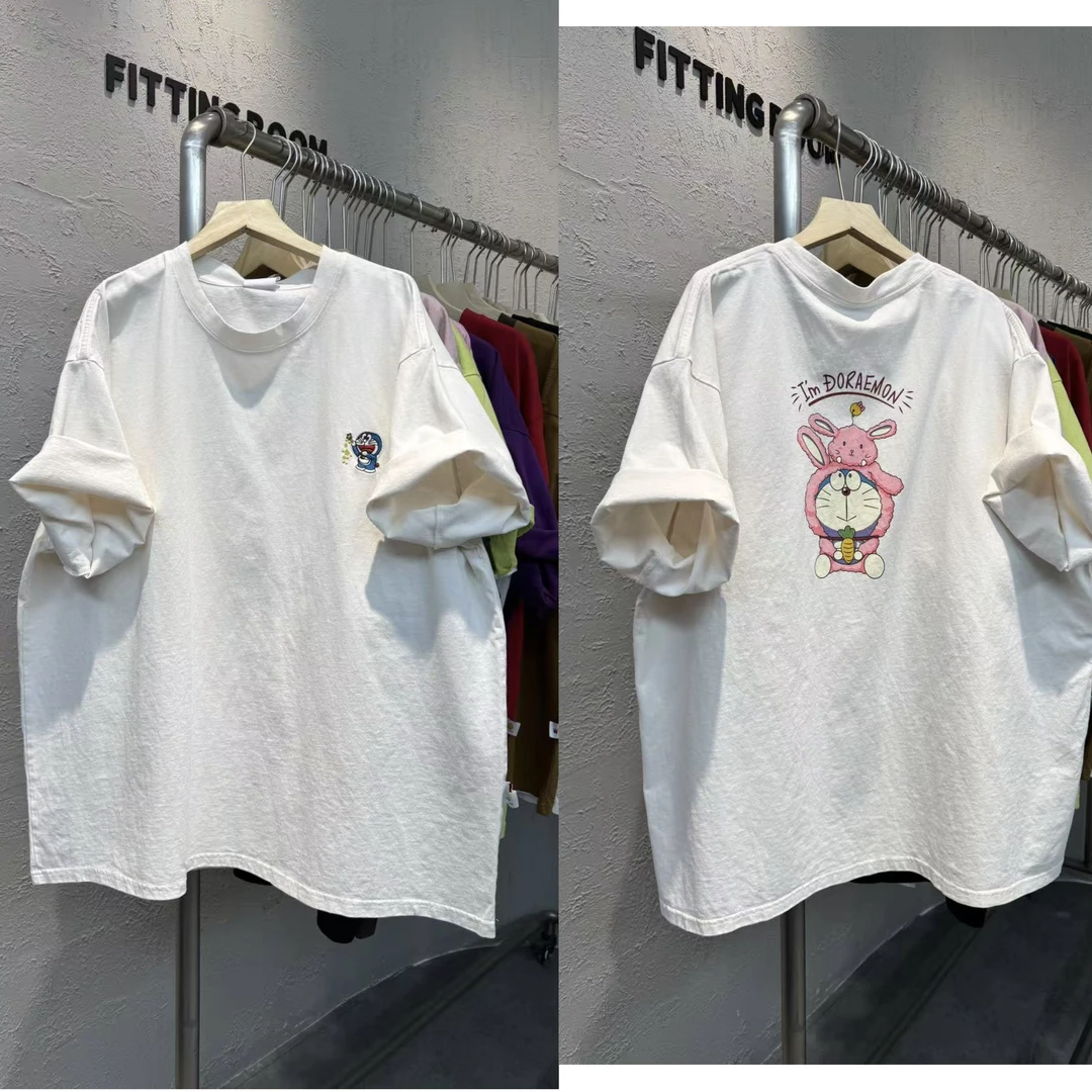 7012夏季新款韩版前后叮当猫宽松休闲大版短袖T恤女