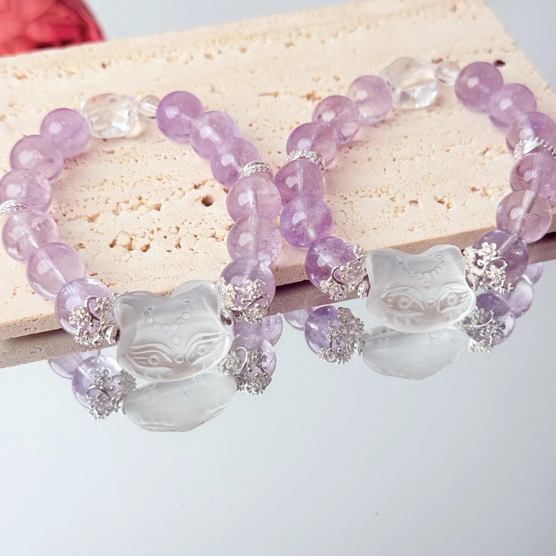 【紫财迷】白水凤九牌紫水晶12mm手串面小仙多样性发其一