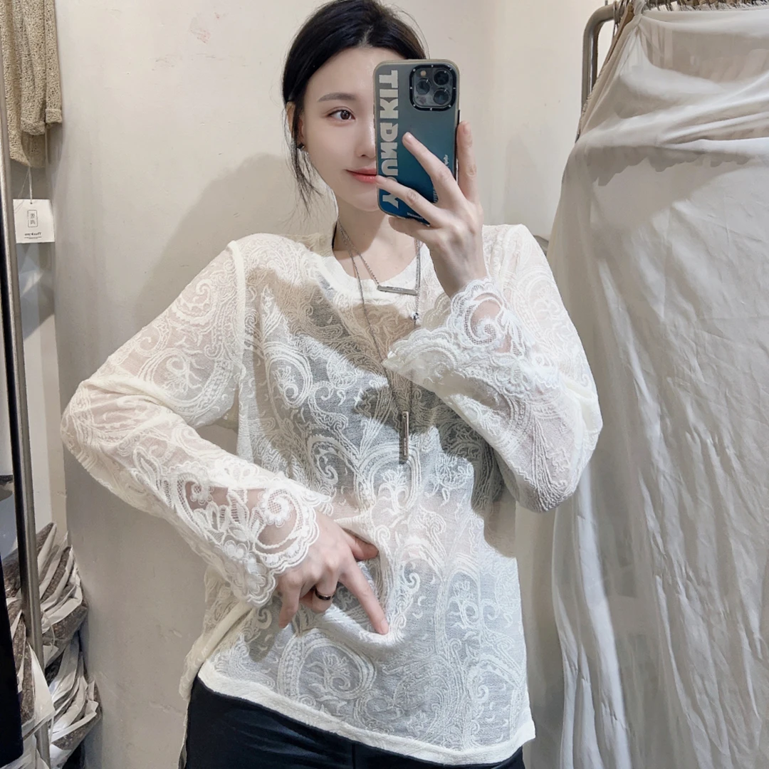 98060长袖蕾丝提花植绒