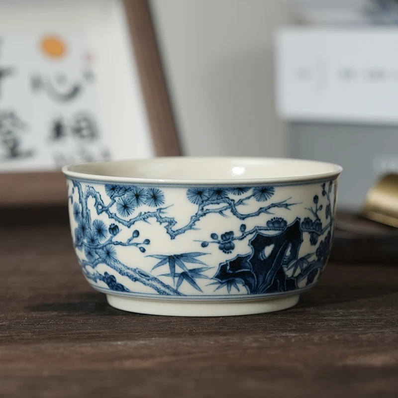 【墨舍柴窑】墨舍慕古松竹梅杯（msmg4）景德镇陶瓷茶具茶杯茶道手工