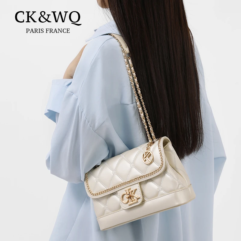 CK&WQ包包女款爆款2025新款轻奢小众时尚通勤百搭单肩斜挎小方包