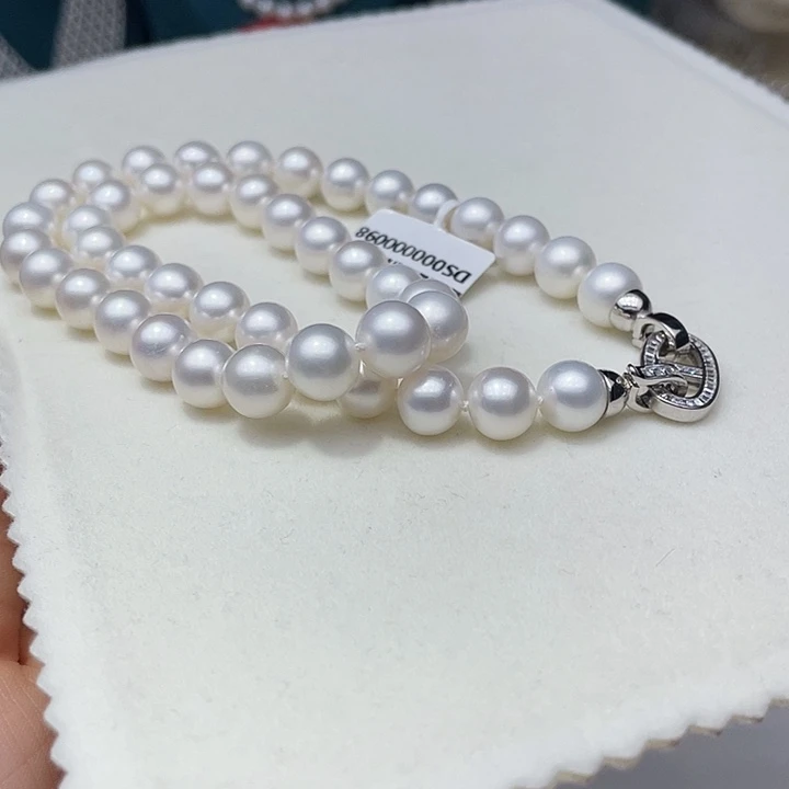 淡水珍珠银S925镶嵌颈饰卡10➕高品极光白雪公主丝绸光收藏