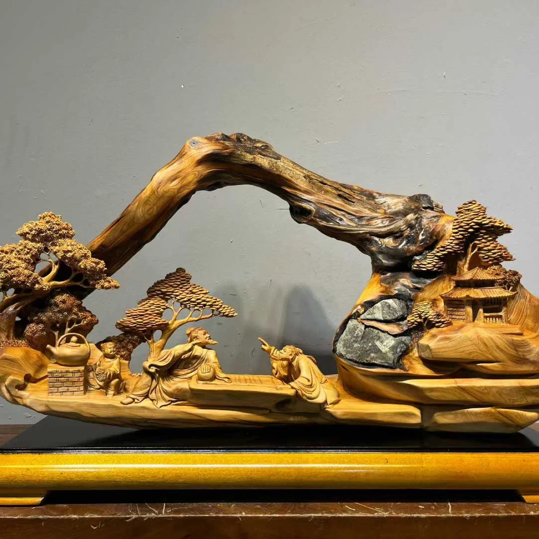 太行崖柏精雕新品 闲情逸致 长75宽28高50