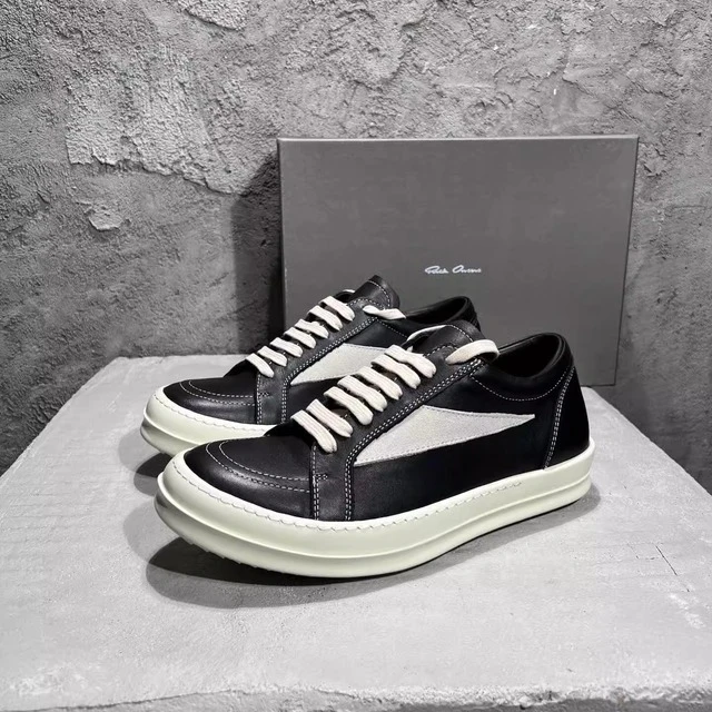 RO侵权男女倒三角真皮板鞋增高新款小众低帮厚底奶香味休闲运动鞋