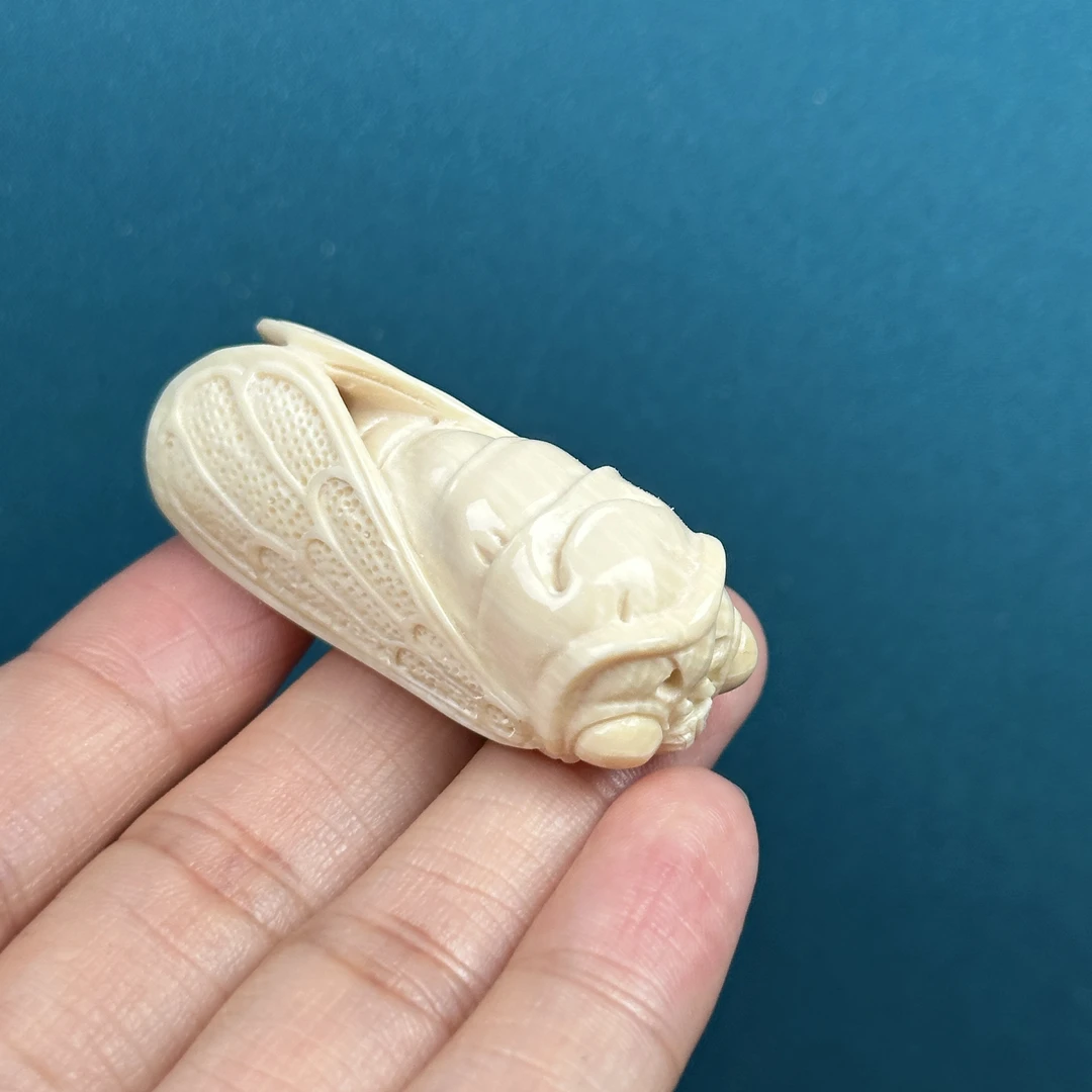 H4797天然猛犸牙雕刻一鸣惊人18.3*45.5mm 支持鉴定 假一罚四