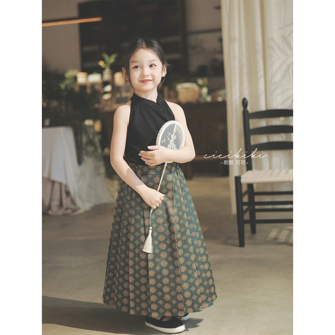 现货【半听曲】女童夏款新中式百搭儿童背心休闲熙熙可可BX2408