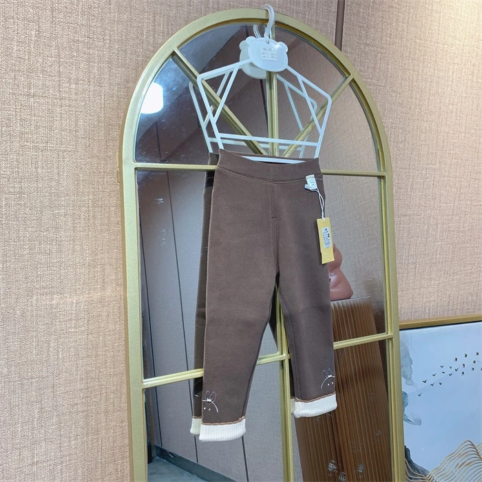 AF195   宝宝棕色加绒厚裤子