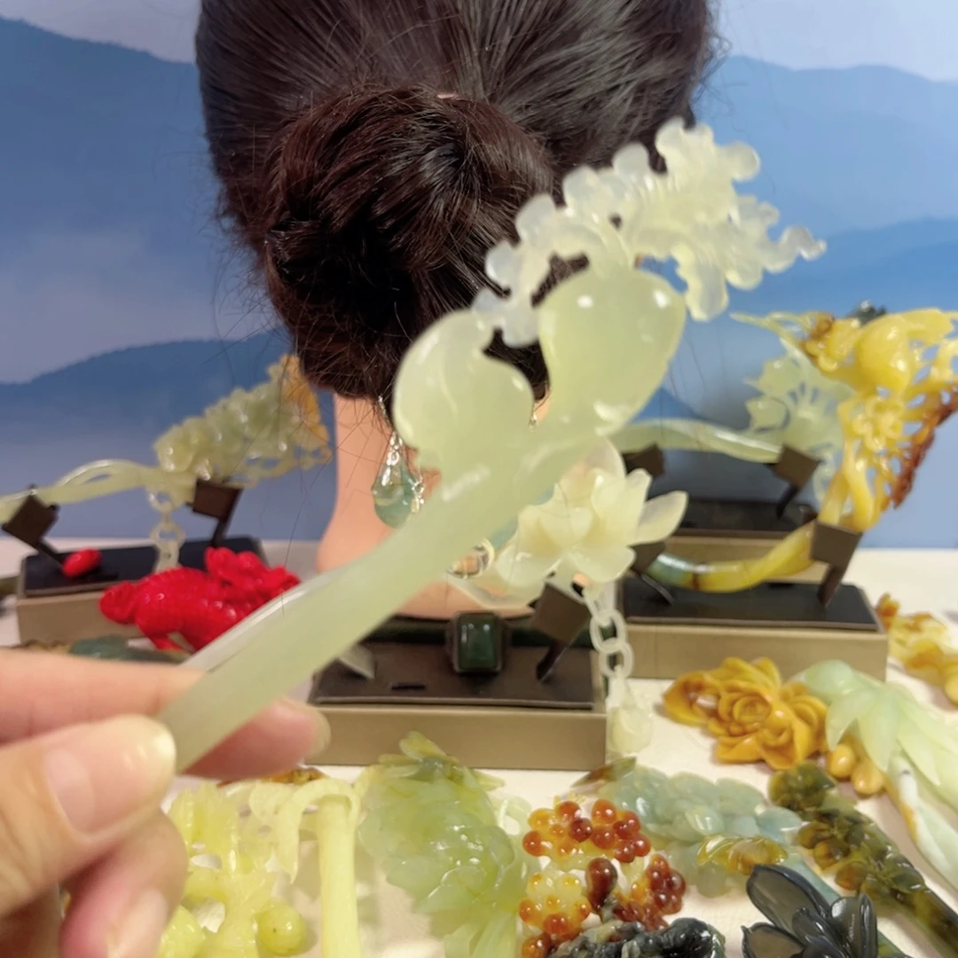 蛇纹石玉合金发饰