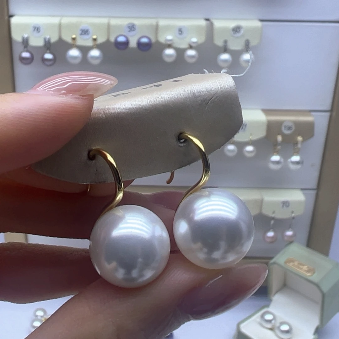 银S925镶嵌淡水珍珠耳饰