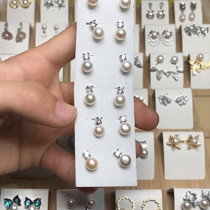 淡水珍珠耳饰银S925镶嵌