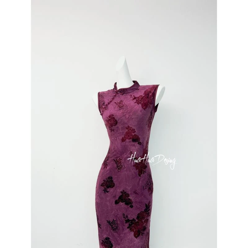 苏故里【丁香晚】文艺复古无袖日常旗袍优雅立领显瘦修身衣长120