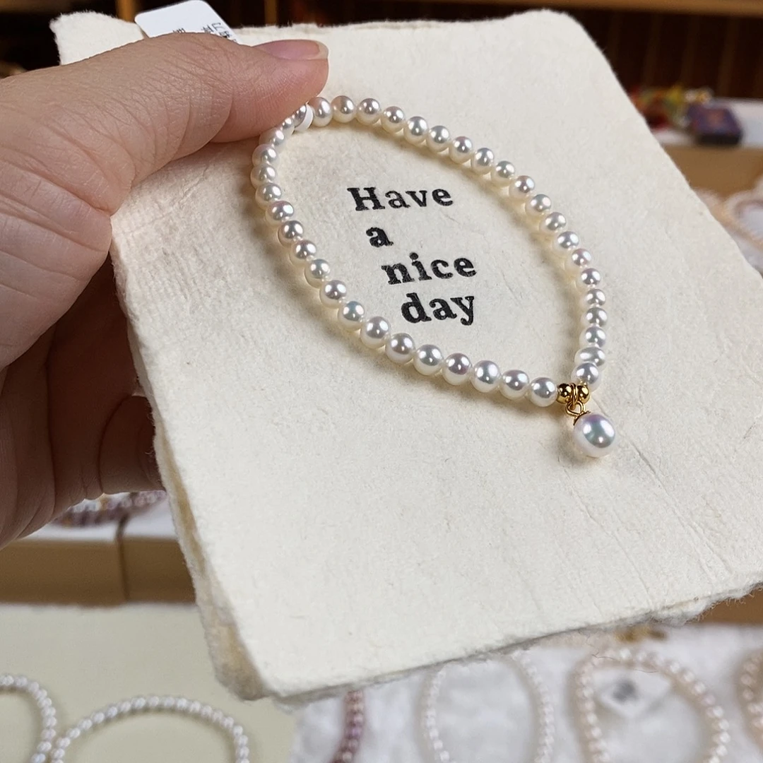 银S925镶嵌手绳淡水珍珠