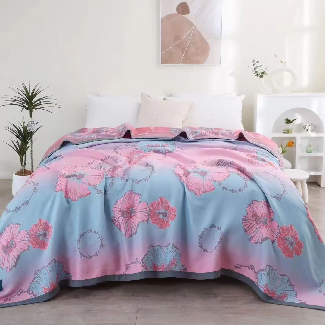 【花环Y】200*230cm长绒棉四季毯床盖