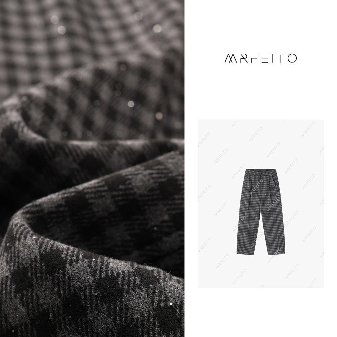 时尚亮钻格纹女士休闲裤H19K01D30045