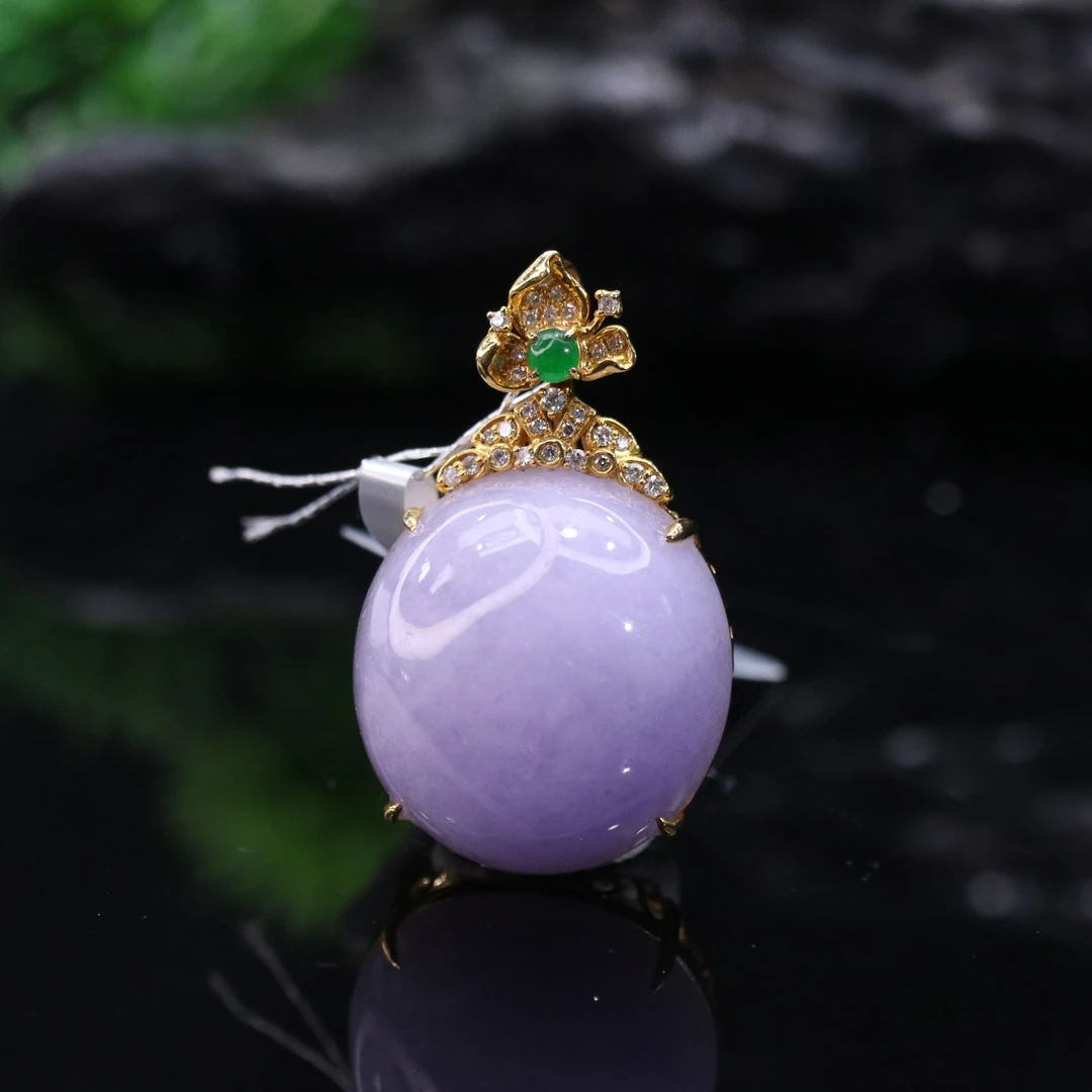 FC25天然缅甸翡翠A货18k紫蛋面吊坠/701669/保利厦门拍卖