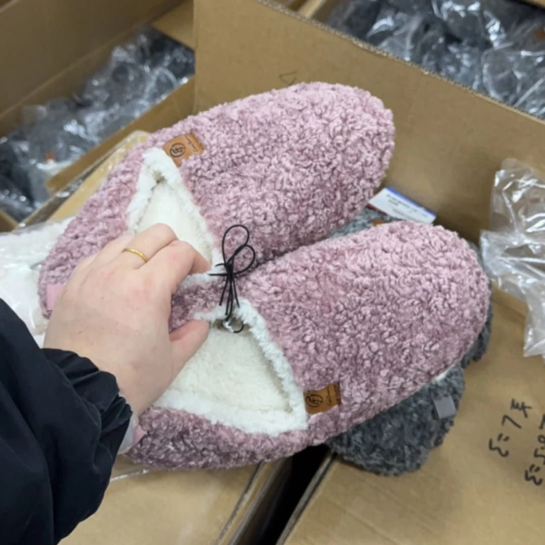 W277三色毛毛外贸加绒加厚包跟棉鞋