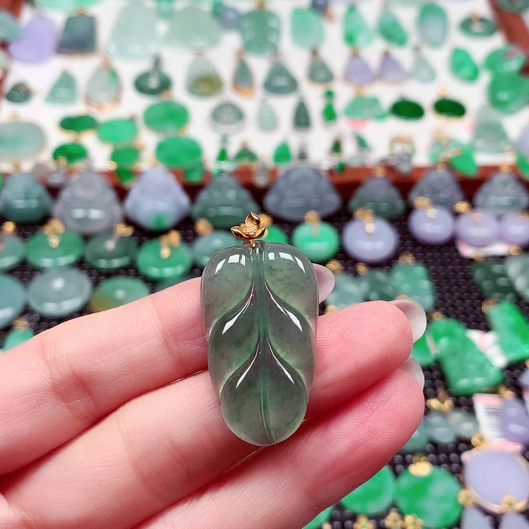 翡翠18K金镶嵌吊坠(不含链)