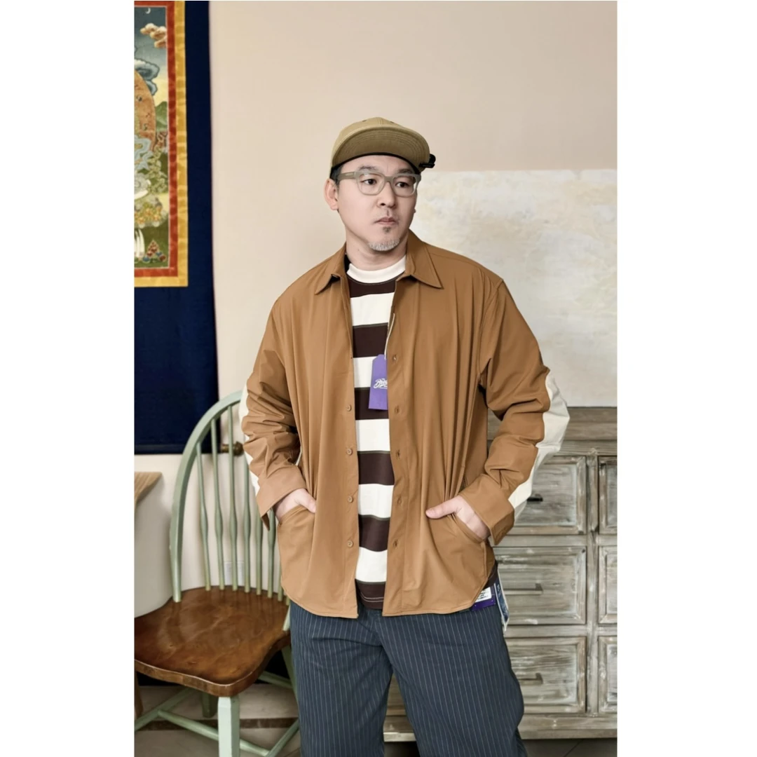 户外山系百搭立体剪裁拼色工装长袖衬衫外套