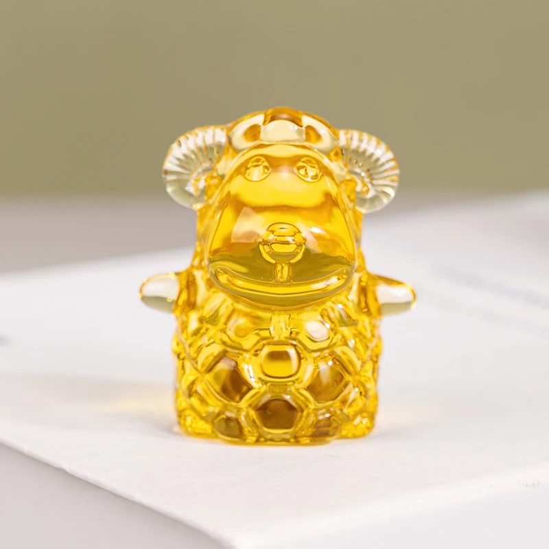 L617 黄色生肖羊生日礼物装饰摆件办公室客厅摆件现代工艺装饰品
