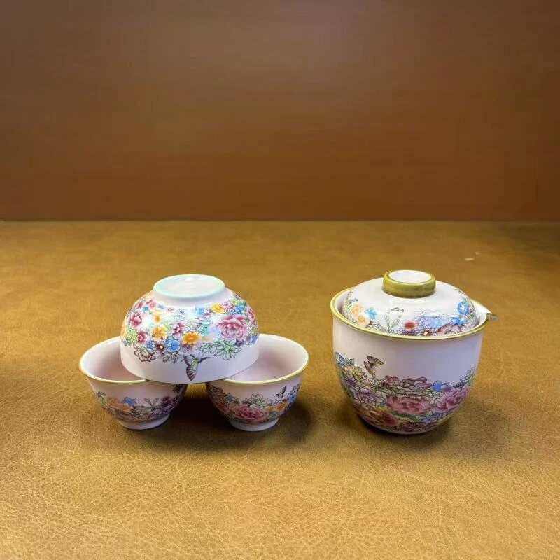 蝶恋花手抓旅行快客杯1壶3杯带包-0750