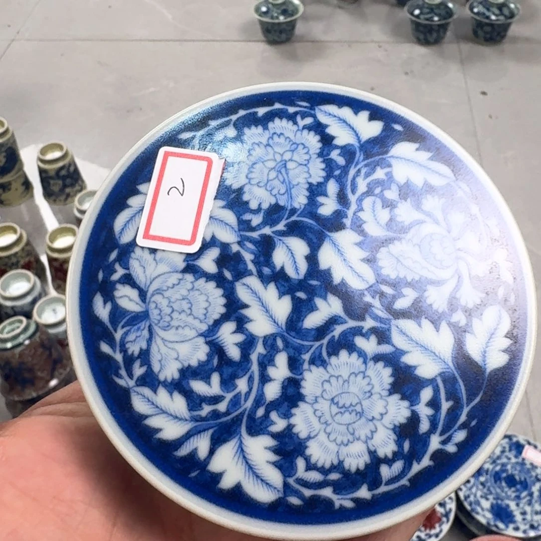 杯青花国色天香盖置