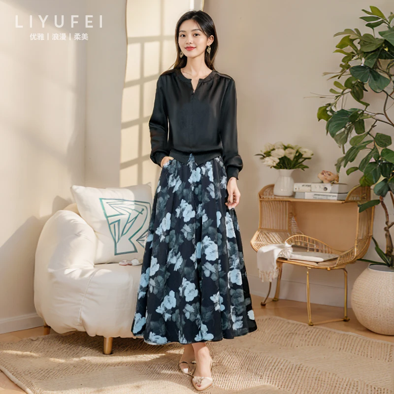 【正反两穿】云锦段亮片网纱印花半身裙春季气质显瘦遮肉半身裙