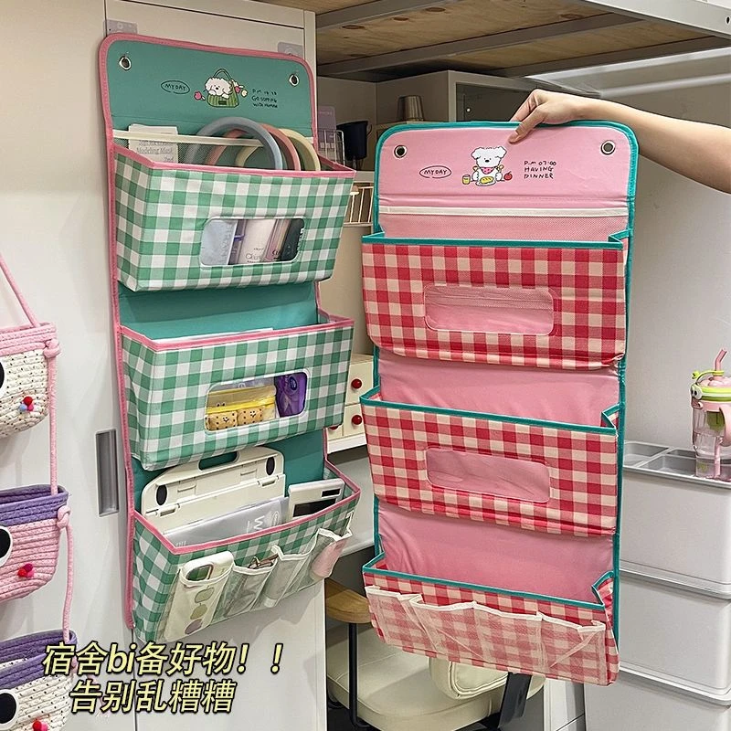 高颜值布艺收纳挂袋家用床头大容量多层收纳袋悬挂置物袋