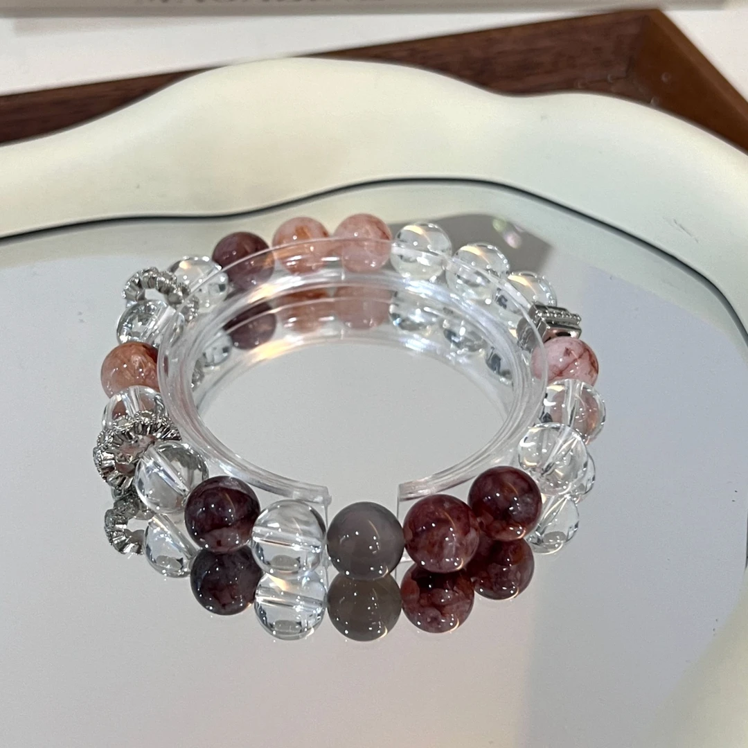 〖暮声〗FD001烟灰玛瑙胶花水晶手串手链多样性发一