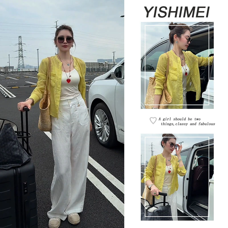 2025夏季女新款爆款防晒衬衫外搭开衫外套上衣宽松阔腿牛仔裤套装