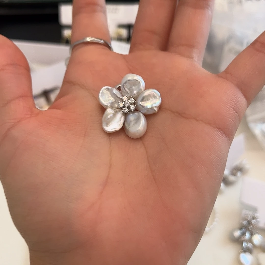 合金淡水珍珠耳饰