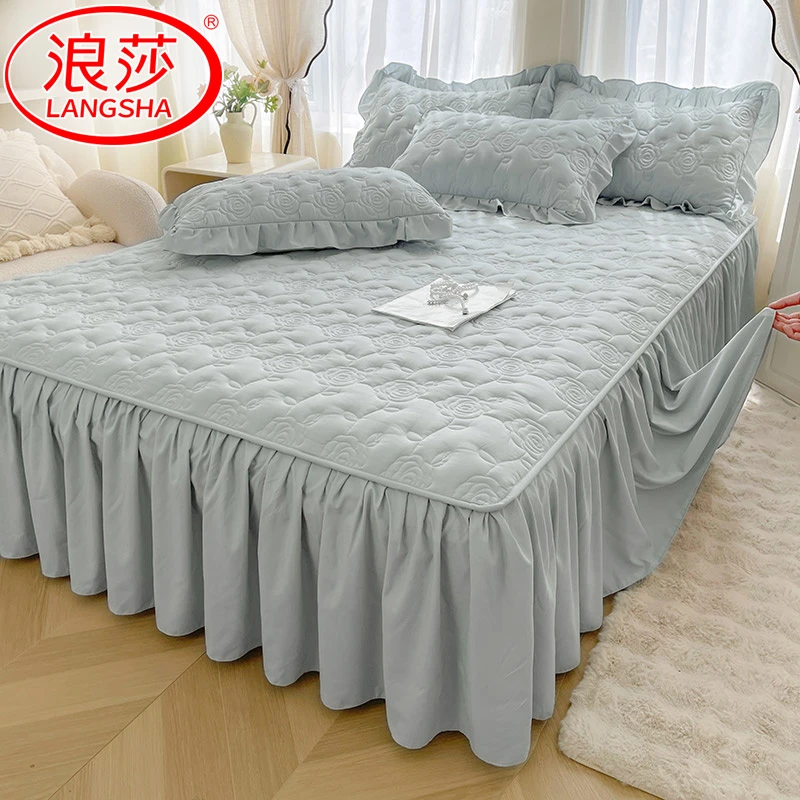 浪莎防滑床裙单件1.8米x2米床罩裙遮丑下摆床套罩床笠公主风裙边