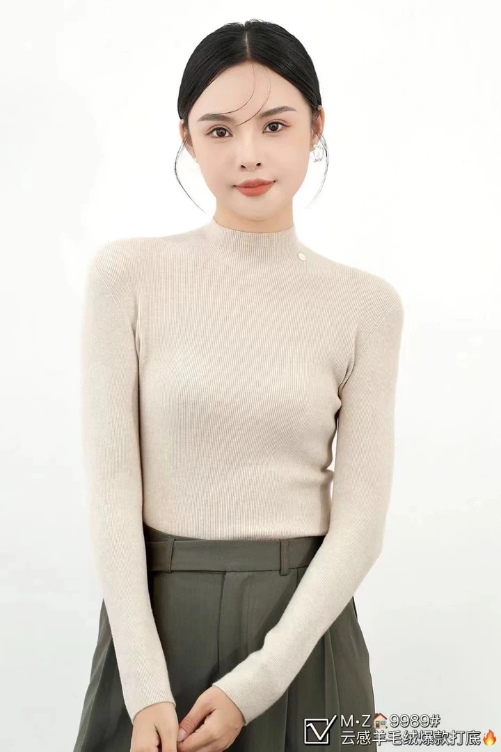 【钰姐精选】9989-时尚衫针织厚款半高领不起球女时尚百搭云感