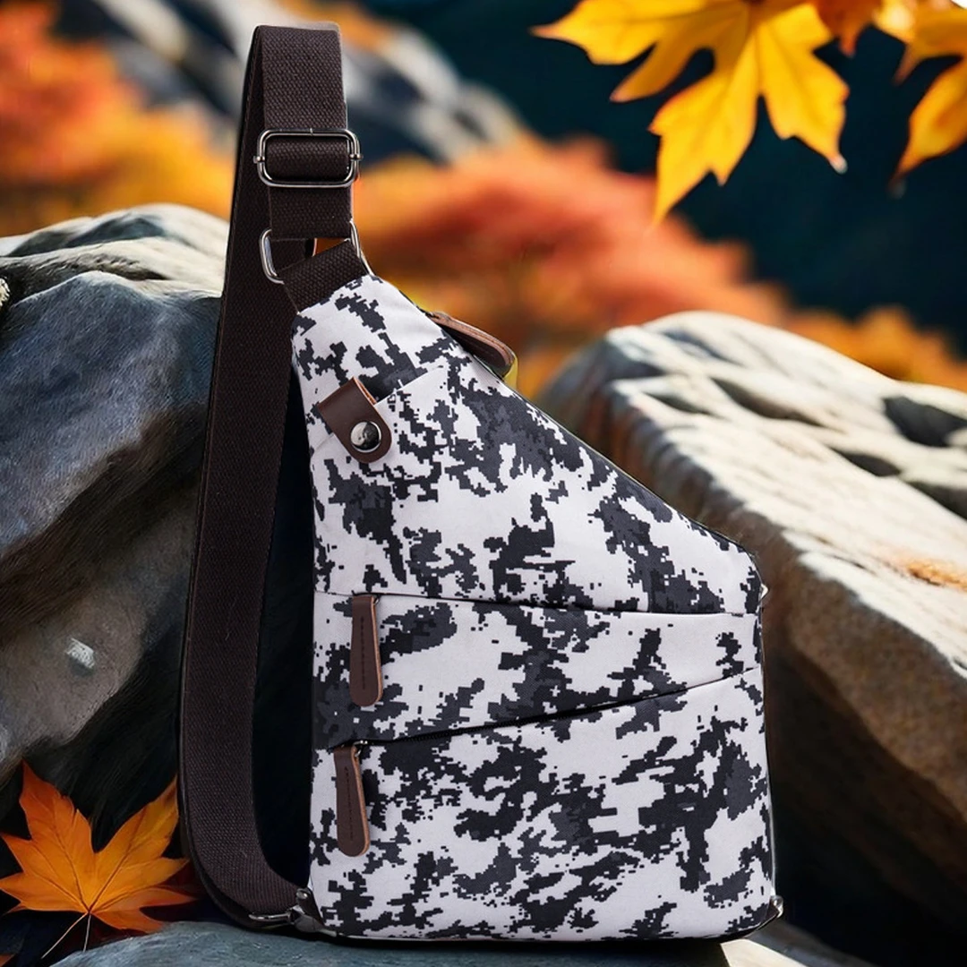 迷彩花布料胸包超轻款包可调节肩带单肩包迷你斜挎包户外轻便防水